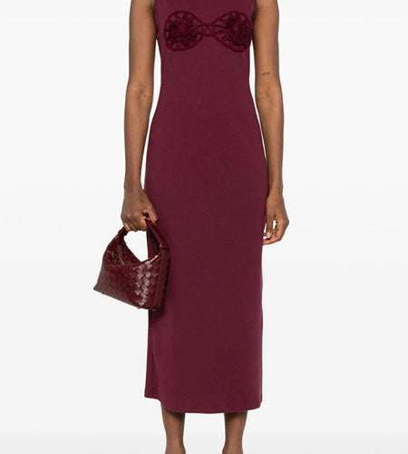 Solid Slimming Spliced Appliques Long Dresses for Women Round Neck Sleeveless Minimalist Dress Female Clothing New