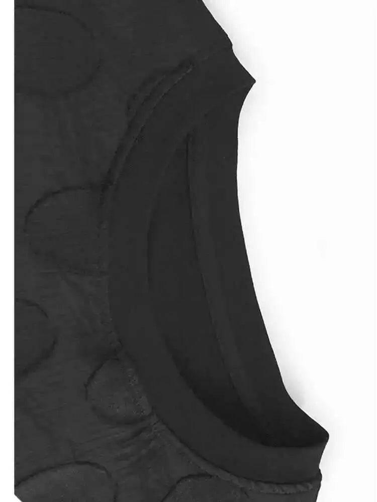 Women Black Dot Irregular Hem Big Size Casual T-shirt New Round Neck Short Sleeve Fashion Tide Spring Summer 2025 1DH9968