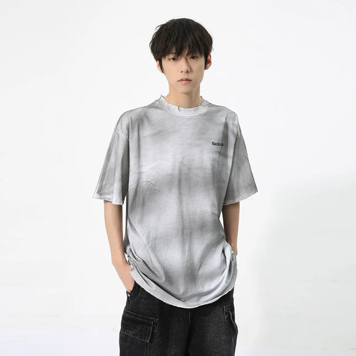 Load image into Gallery viewer, Men&#39;s T-shirt Korean Style Letter Embroidery Personality Made Old Round Collar Short Sleeve Fashion Male Top C5721
