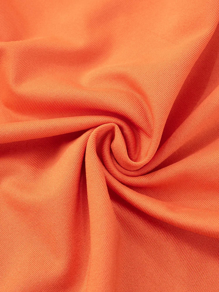 Metal Chain Halter Backless Sexy Maxi Dress Women Orange Off-shoulder Sleeveless Thigh High Split Club Long Dress