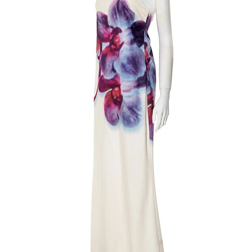 Load image into Gallery viewer, Floral Print Strapless Sexy Maxi Dress For Women Gown Off-shoulder Backless Sleeveless Elegant Long Dress Fashion
