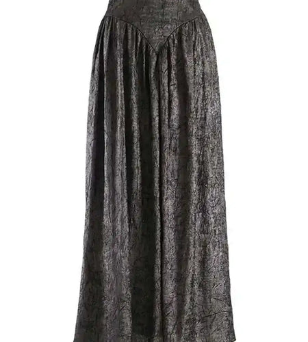 Women Dark Gold Color Pleated Elegant Long A-line Half-body Skirt High Wais Fashion Tide New Spring Autumn 2025 1DF9488