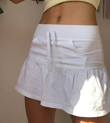 Sports Style Drawstring Strap Split A-Line Skirts Women Summer T-shaped Pocket Solid Mini Bottoms Y2K Aesthetics 2025