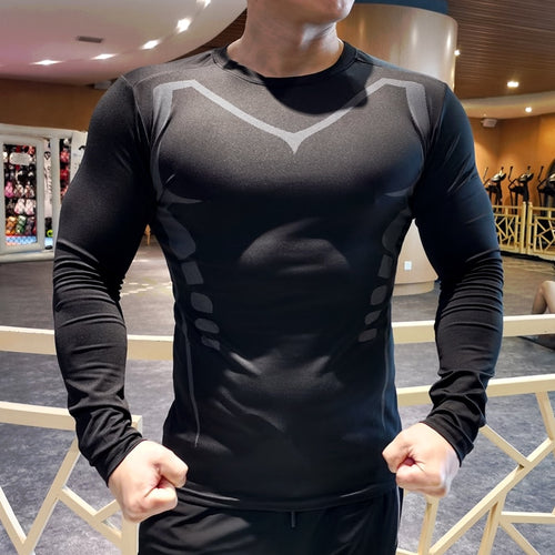 Load image into Gallery viewer, Mens Sport Compression Shirt Gym Tight Sweatshirt Running Top for Fitness T-shirt Bodybuilding Clothes Jogging Rashguard Dry Fit v1
