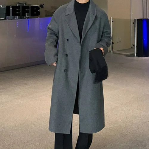 Load image into Gallery viewer, Winter Fashion Men&#39;s Trench Solid Color Tops Casual Single Breasted Korean Overknee Male Woolen Coats Trend 2024 9C7825
