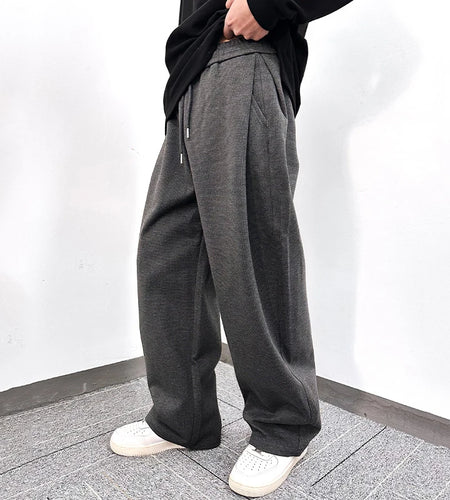 Men's Sweatpants Lace Up Design New Summer American Style Loose Solid Color Trendy Sanitary Pants Male Trousers 9W1742