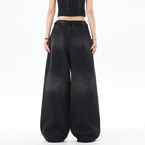 Load image into Gallery viewer, American Style Men's Denim Panst Casual Solid Color Reverse Pocket Design Straight Wide Leg Baggy Male Jeans Spring 9W1202
