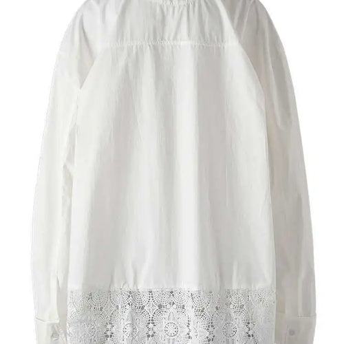 Load image into Gallery viewer, Women White Lace Hollow Out Big Size Elegant Blouse New Lapel Long Sleeve Shirt Fashion Tide Spring Autumn 2025 CPG2578
