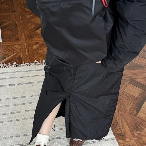 Load image into Gallery viewer, High Waist Beige Drawstring Shaped Warm Duck Down Half-body Skirt Women Fashion Tide New Autumn Winter 2025 1DH7468
