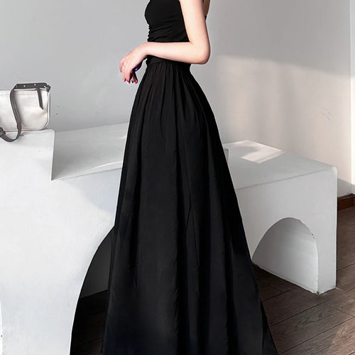 Load image into Gallery viewer, Spaghetti Strap Black Folds Corset Maxi Pleated Dress Female Fashion Elegant Sexy Ruched Long Dreses Korean Clothing
