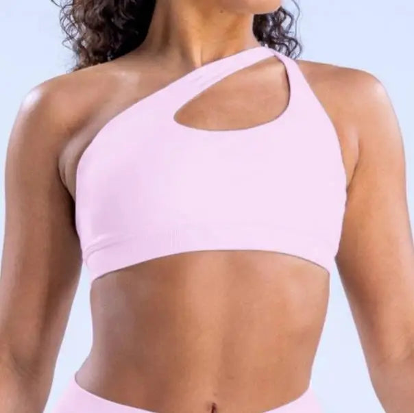 Pad Impact Asymmetric Sports Bra for Women One Shoulder Padded Yoga Top Bra Hollow Out Sexy Gym Bra Openback Workout Tops