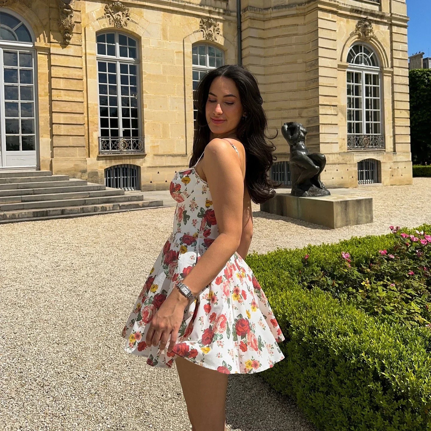 Summer Elegant A Line Dress Lovely Floral Print Tulle Skirt Dress Casual Holiday Party Dresses Women 2024 New Arrival