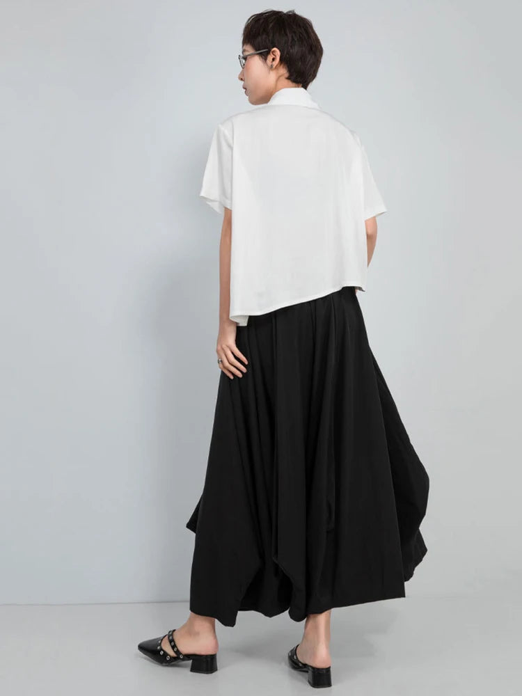 High Elastic Waist Black Pleated Shaped Long Wide Leg Pants New Trousers Women Fashion Tide Spring Autumn 2025  1DJ0980