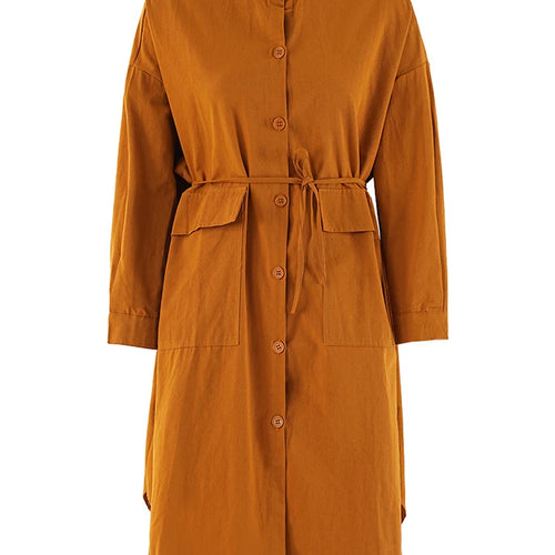 Load image into Gallery viewer, Women Orange Big Size Long Casual Blouse New Stand Collar Long Sleeve Shirt Fashion Tide Spring Autumn 2025  CPG2083
