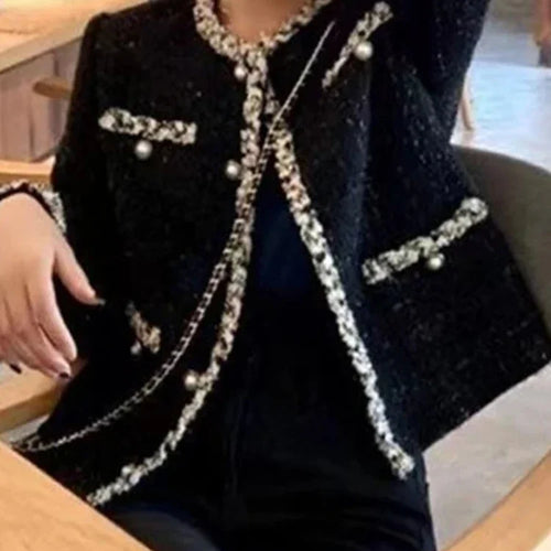 Load image into Gallery viewer, Elegant Lady Woolen Short Outerwear French Small Fragrant Tweed Jacket Coat for Women&#39;s Spring Autumn Korean Fashion
