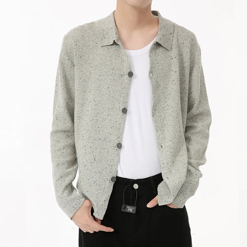 Load image into Gallery viewer, Korean Style Men&#39;s Cardigan Solid Color Single Breasted Menwear Turn-down Collar Casual Male Sweater Simple 9C6937
