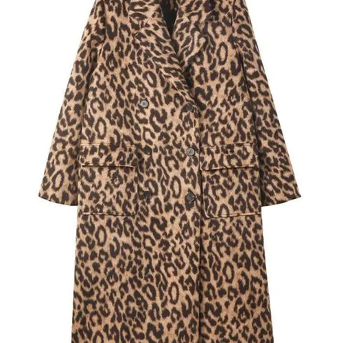 Load image into Gallery viewer, Leopard Print Thick Big Size Long Woolen Coat New Lapel Long Sleeve Women Jacket Fashion Tide Autumn Winter 2025 1DH8599
