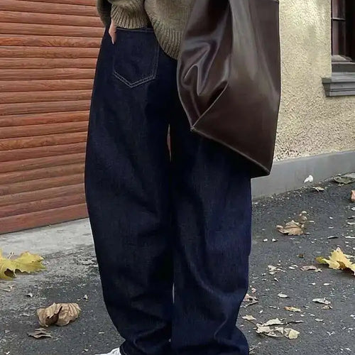 Load image into Gallery viewer, High Waist Dark Blue Denim Long Casual Wide Leg Jeans New Loose Women Trousers Fashion Tide Spring Autumn 2025 1DH1472
