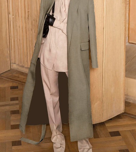 Solid Slimming Spliced Lace Up Temperament Jacket for Women Lapel Long Sleeves Patchwork Pockets Trench Female New