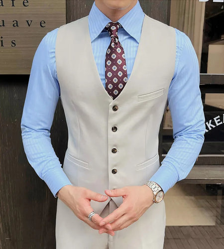 Men's Suit Vest Single Breasted Design V-neck Fashion Top Groomsman's Business Casual Clothing Spring 2025 9W1571