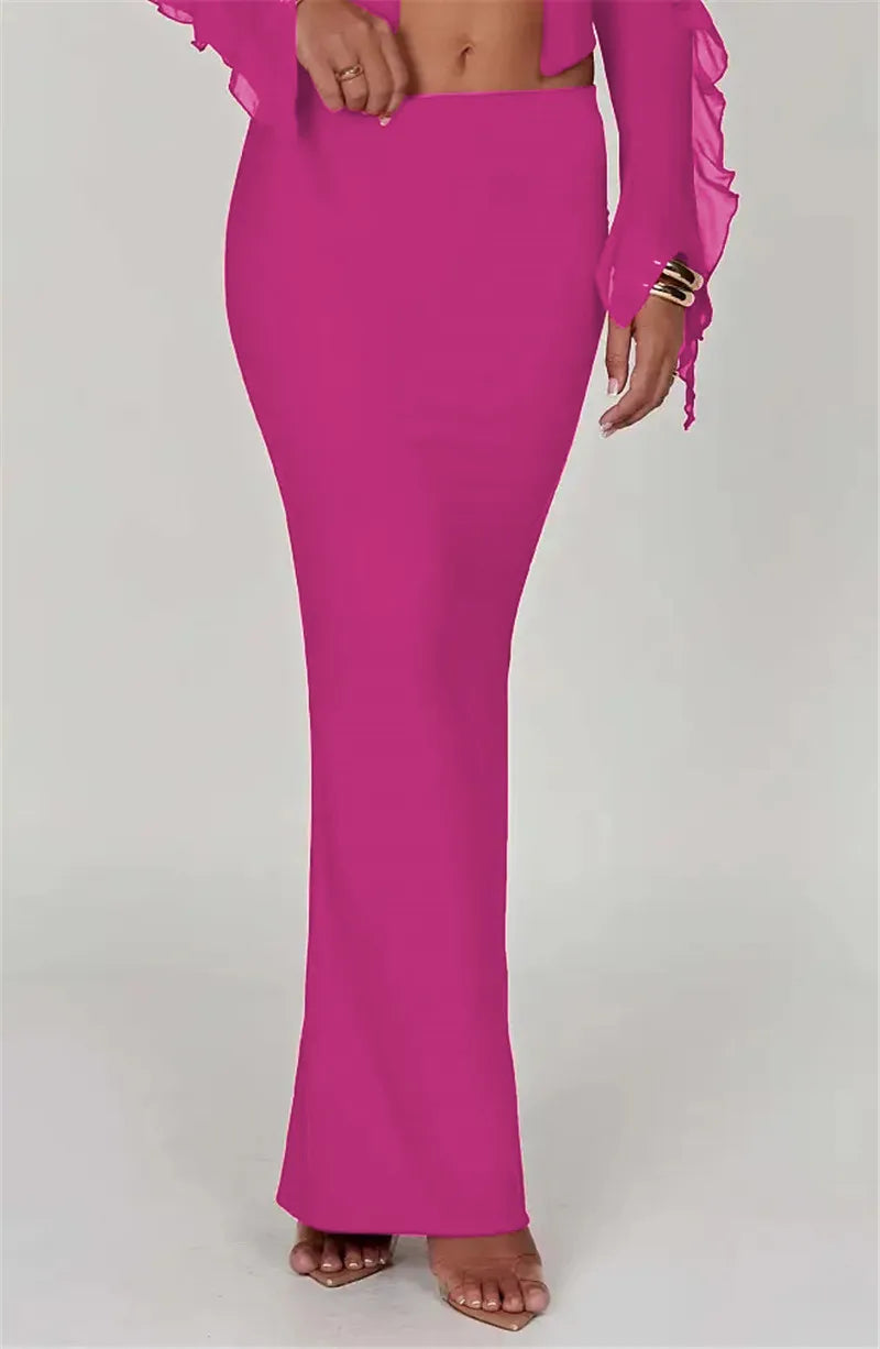 Thickened Fabric Sexy Maxi Skirt Women 2023 Autumn Winter New Solid High Waist Skinny Club Party Long Skirt Elegant