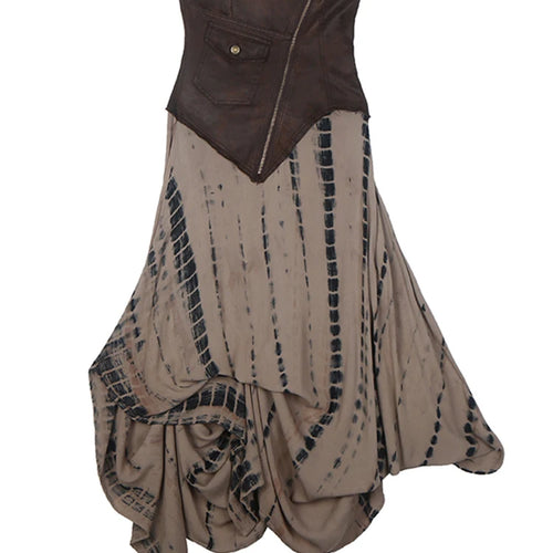 Load image into Gallery viewer, Women Brown Irregular Spliced Tie Dye Vintage Long Strapless Dress New Sleeveless Fashion Tide Spring Autumn 2025 1DH9375
