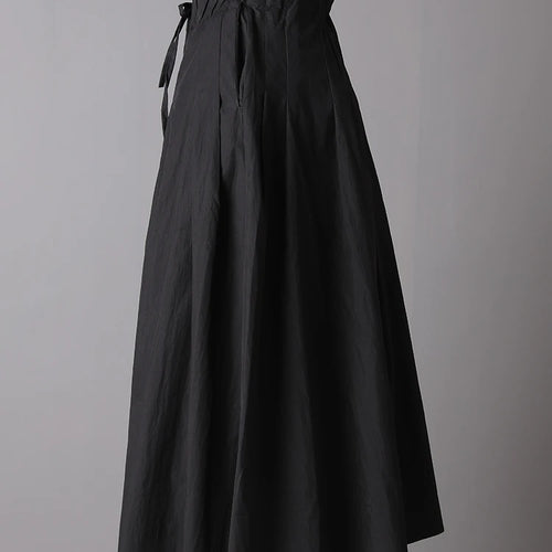 Load image into Gallery viewer, High Elastic Waist Black Bandage Pleated Pocket A-line Half-body Skirt Women Fashion Tide New Spring Autumn 2025 CPG3176
