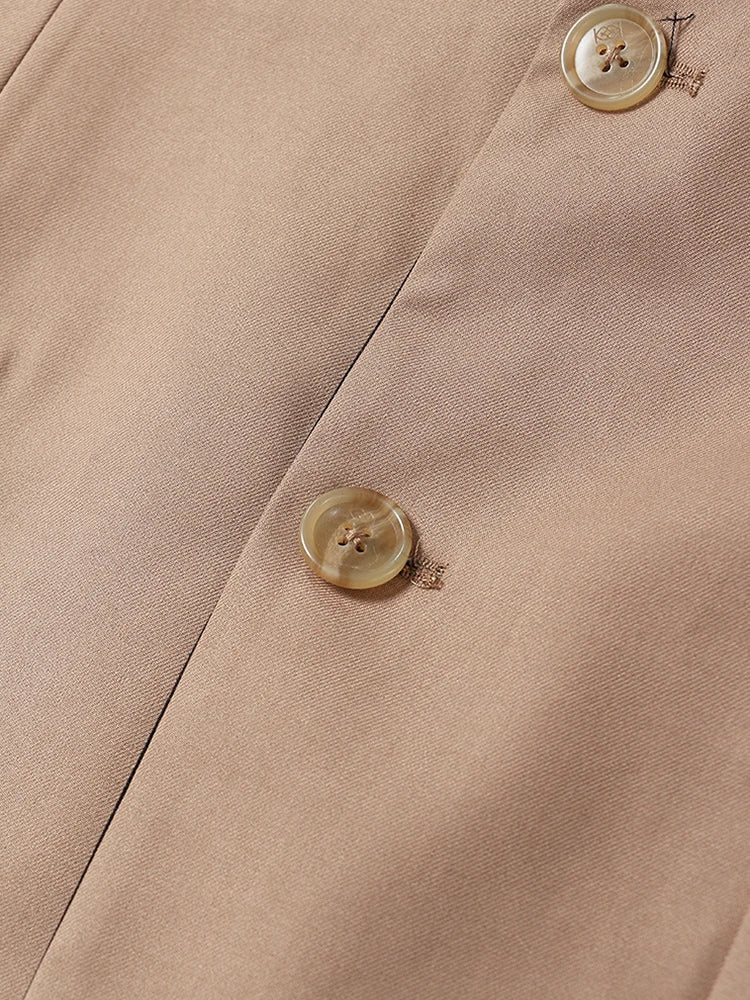 Women Khaki Irregular Contrast Color Big Size Blazer New Lapel Long Sleeve Jacket Fashion Tide Spring Autumn 2025 1DE2308