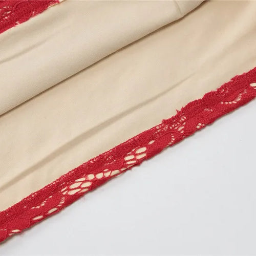 Load image into Gallery viewer, Red Lace Off-shoulder Sexy Mini Dress For Women Fashion Halter Strapless Long Sleeve Bodycon Club Party Sexy Dress
