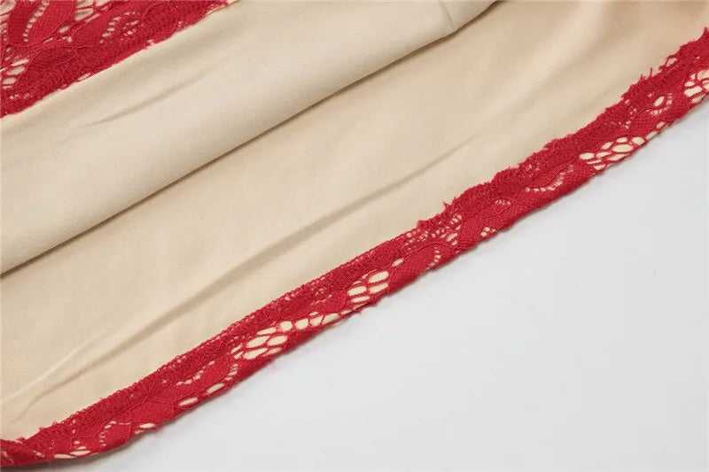 Red Lace Off-shoulder Sexy Mini Dress For Women Fashion Halter Strapless Long Sleeve Bodycon Club Party Sexy Dress