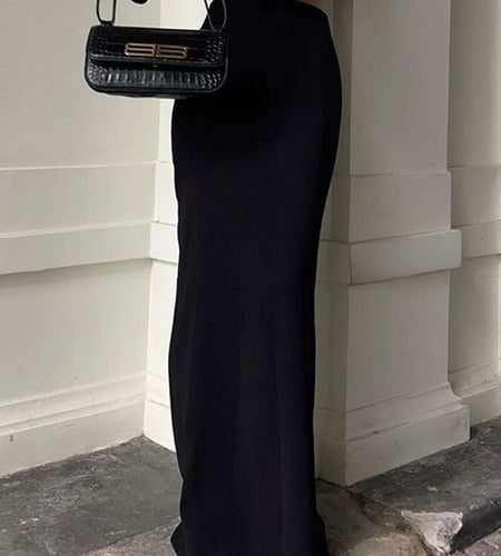 Fashion For Women Black Long Skirts High Waist Slim Seamless Elegant Ladies Gown Casual Summer 2024 New Female Maxi Skirts