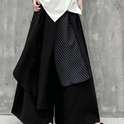 Load image into Gallery viewer, High Elastic Waist Black Striped Irregular Wide Leg Pants New Trousers Women Fashion Tide Spring Autumn 2025 1DH8291
