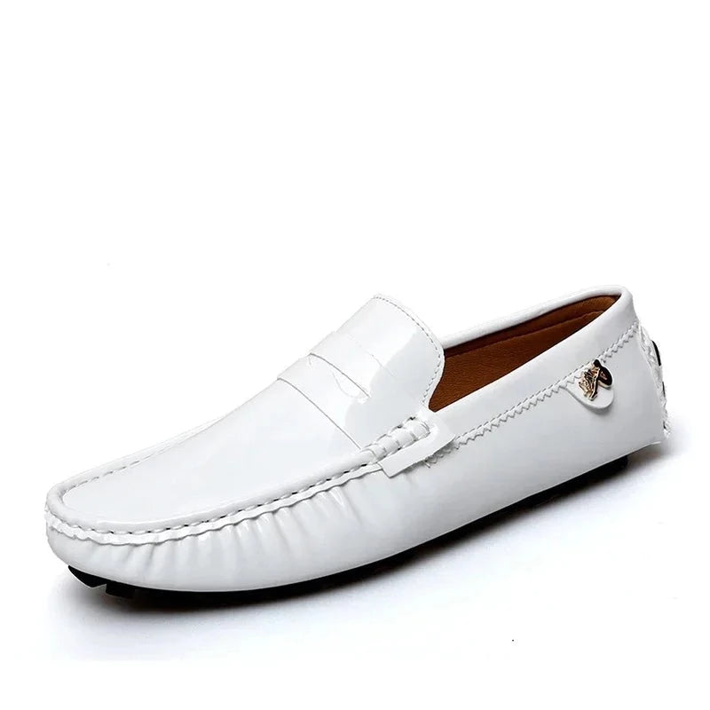Men Casual Shoes Slip-on High Quality Pu Leather Glossy Loafers Fashion Footwear Designer Breathable Driving Shoes