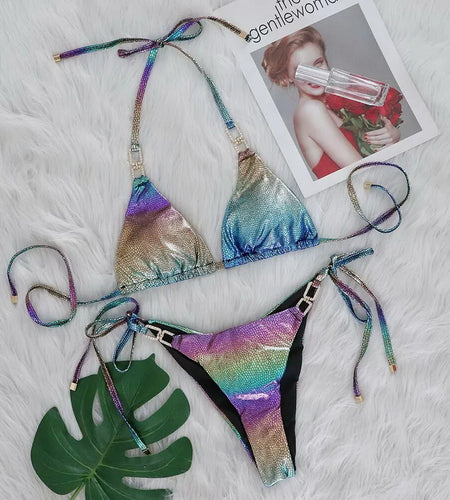 Luxury Rhinestones Bikini Sexy Push Up Swimwear Women 2024 Brazilian Swimsuit Halter Biquini Two Pieces Bathing Suit