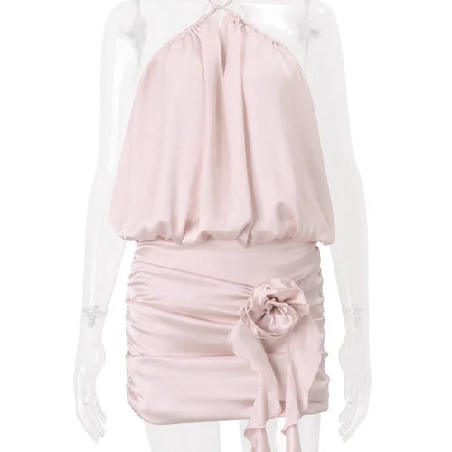 Load image into Gallery viewer, Sexy Sleeveless Hanging Collar Slim Satin Dress For Women Winter 2025 New Backless Suspender Hanging Neck Party Clubwear
