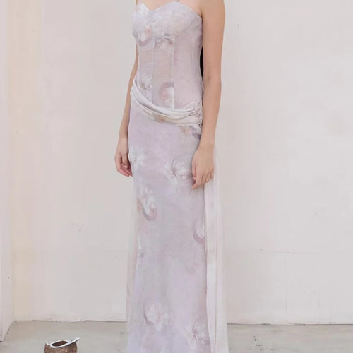 Load image into Gallery viewer, Slimming Printing Spliced Lace Up Elegant Dresses for Women Square Neck Sleeveless Tunic Dress Female Clothing New
