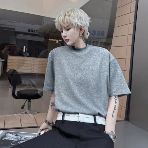 Load image into Gallery viewer, Men's Short Sleeve T-shirts New Summer Loose Double Neck Design Casual Menwear Korean Solid Color Fashion Top 9W1505
