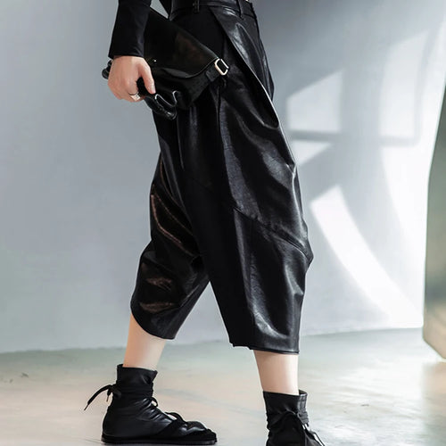 Load image into Gallery viewer, High Elastic Waist Black Leather Long Harem Trousers New Loose Fit Pants Women Fashion Tide Spring Autumn 2025 1DE3072
