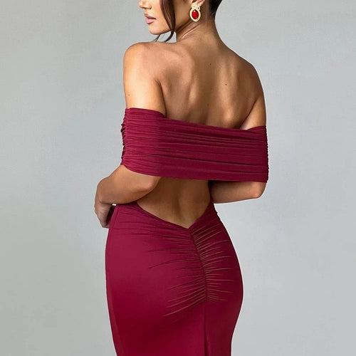 Load image into Gallery viewer, Elegant One Shoulder Backless Elastic Tight Evening Dress Women's Sexy Sleeveless Slim Max Female Vestidos Partywear
