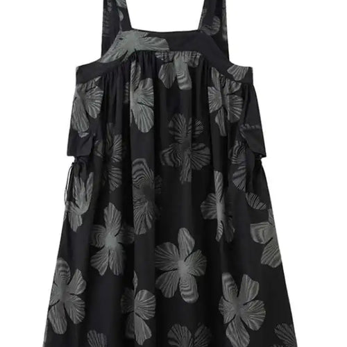 Load image into Gallery viewer, Women Black Pattern Printed Big Size Strap Dress New Square Collar Sleeveless Fashion Tide Spring Autumn 2025 1DH4956
