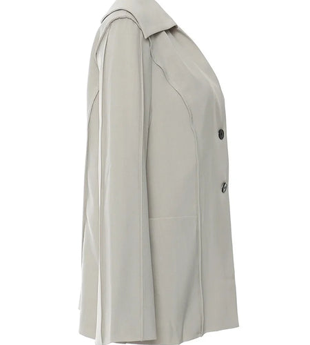 Women Gray Belted Pocket Elegant Big Size Blazer New V-neck Long Sleeve Jacket Fashion Tide Spring Autumn 2025 1DH7640