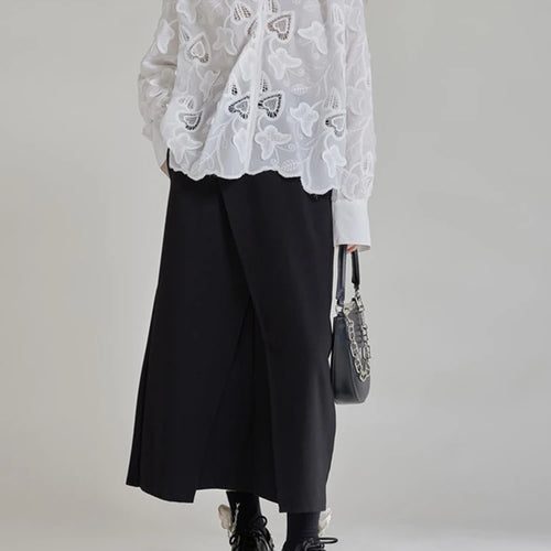 Load image into Gallery viewer, High Waist Black Irregular Slit Hem Spliced Elegant Half-body Skirt Women Fashion Tide New Spring Autumn 2025 1DH9887
