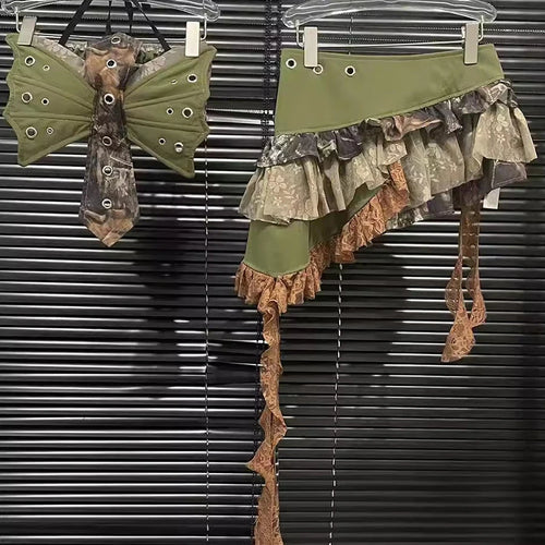 Load image into Gallery viewer, Hit Color Two Piece Set For Women Halter Sleeveless Top High Waist Temperament Mini Skirts Female Fashion Style New
