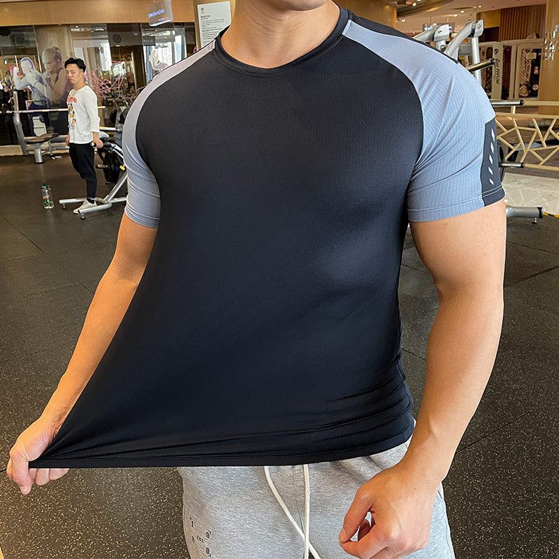 Mens Running Compression T-shirt Breathable Football Sweatshirt Tight Sportswear Fitness Short Sleeve Shirt Workout Rash Guard