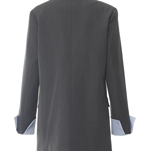 Load image into Gallery viewer, Women Brown Color-block Big Size Elegant Blazer New Lapel Long Sleeve Jacket Fashion Tide Spring Autumn 2025 1DH5932
