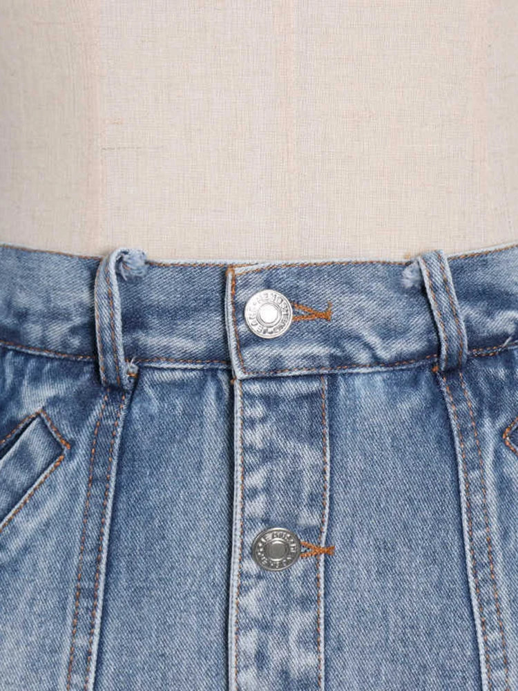 Patchwork Mini Short Pants For Womens High Waist A Line Denim Solid Minimalsit Shorts Skirts Female Clothing Summer