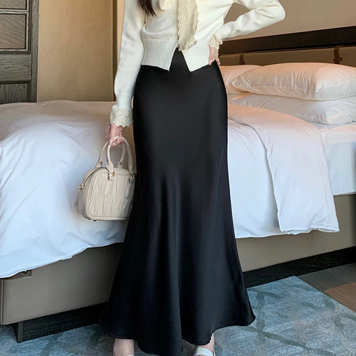 Load image into Gallery viewer, Autumn French 2024 Solid High Waist Vacation Long Skirt For Women Office Elegant Versatile Wrap Hip Fishtail Skirts Simplicity
