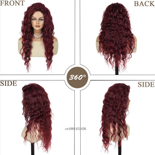 Load image into Gallery viewer, Long Red Wig Women Synthetic Hair Costume Wig Halloween Party Big Vomume Fluffy Hair Brown Auburn Wigs Bangs Lolita Cosplay Wigs
