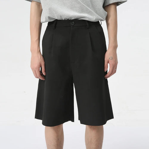 Load image into Gallery viewer, Summer Trendy Male Shorts Solid Color Loose Minimalist Draping Straight Business Casual Knee Length Pants 9C6173
