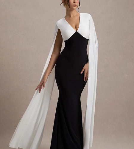 Elegant Patchwork Sleeveless Ribbon Bodycon Party Evening Dress Women Winter 2025 Sexy V-neck Tight Long Dress Vestido